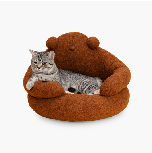 Fluffy Bear Cat Bed